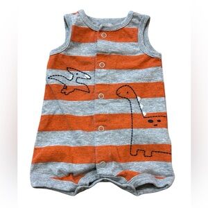 Carter's Orange and Gray Striped Dinosaur One Piece